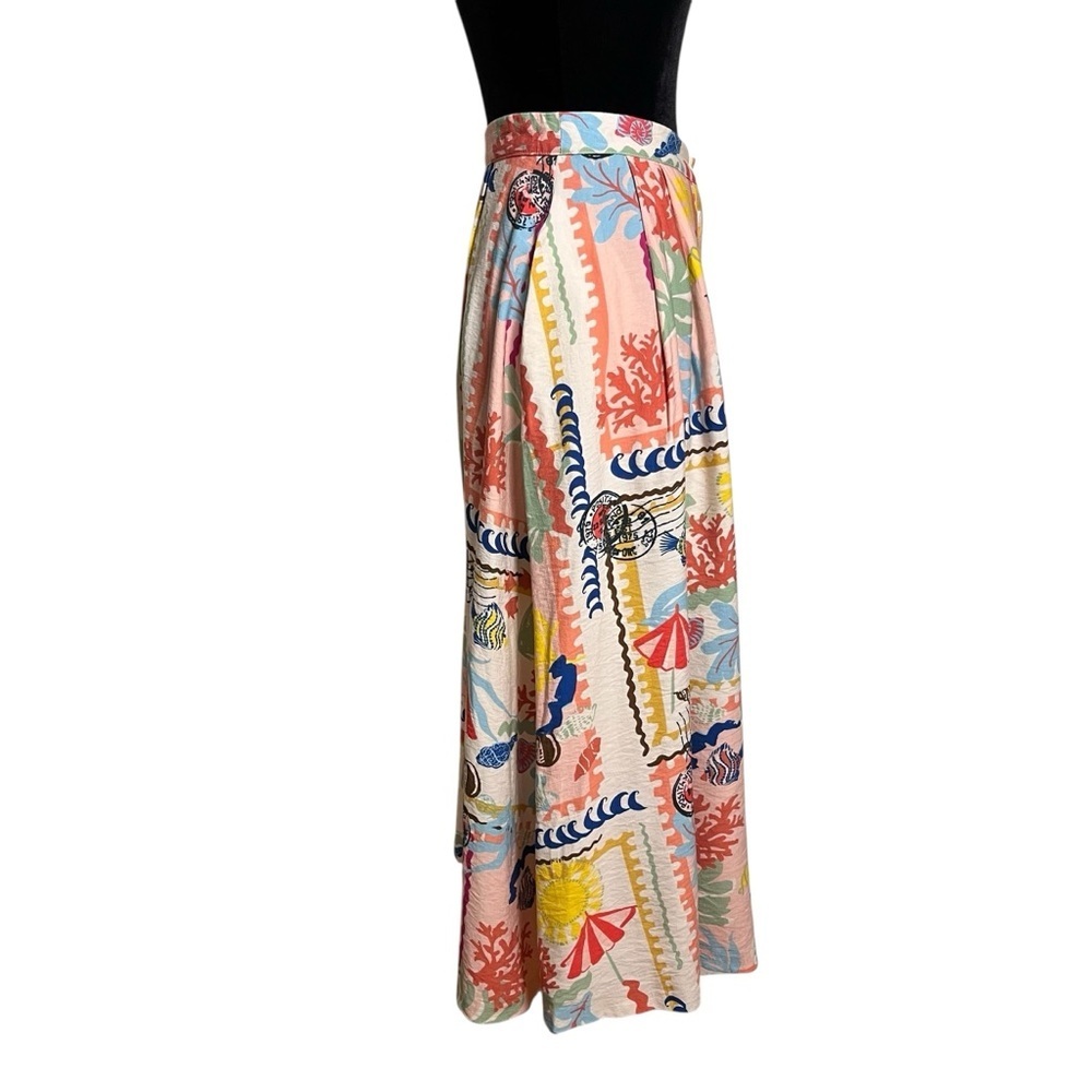 Zara New Woman High-Waist Midi Patchwork Print Cape Resort Skirt — Size Medium - Picture 7 of 13
